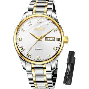 Olevs Men's Steel White-Surface Waterproof Stainless Luminous Stylish Watch